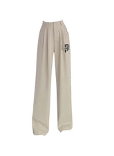 Huitich beige high rise lightweight pants M L XL with wide leg and button closure
